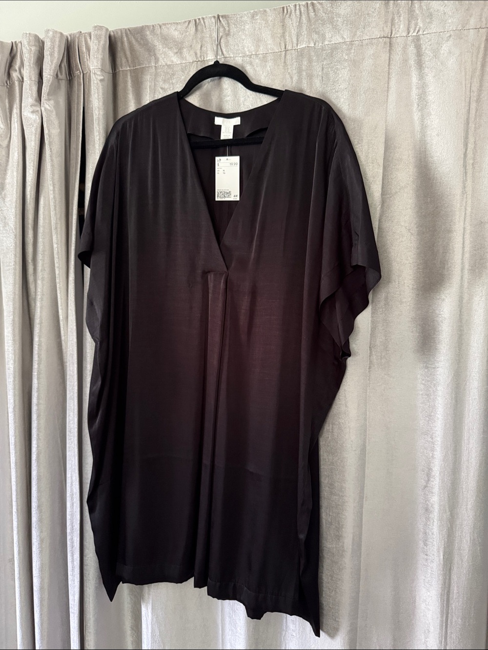 H&M V-Neck Black Silk Kaftan Dress